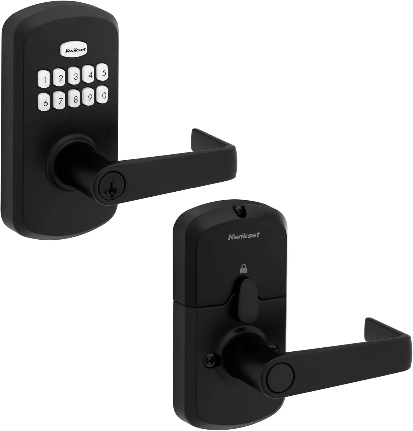 Kwikset SmartCode 955 Light Commercial 10-Button Keypad Matte Black Electronic Kingston Lever, Featuring Convenient Keyless Entry, 3-Year Battery Life and High Traffic Durability
