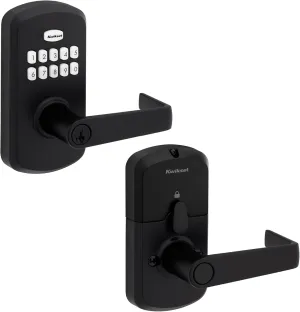 Kwikset SmartCode 955 Light Commercial 10-Button Keypad Matte Black Electronic Kingston Lever, Featuring Convenient Keyless Entry, 3-Year Battery Life and High Traffic Durability