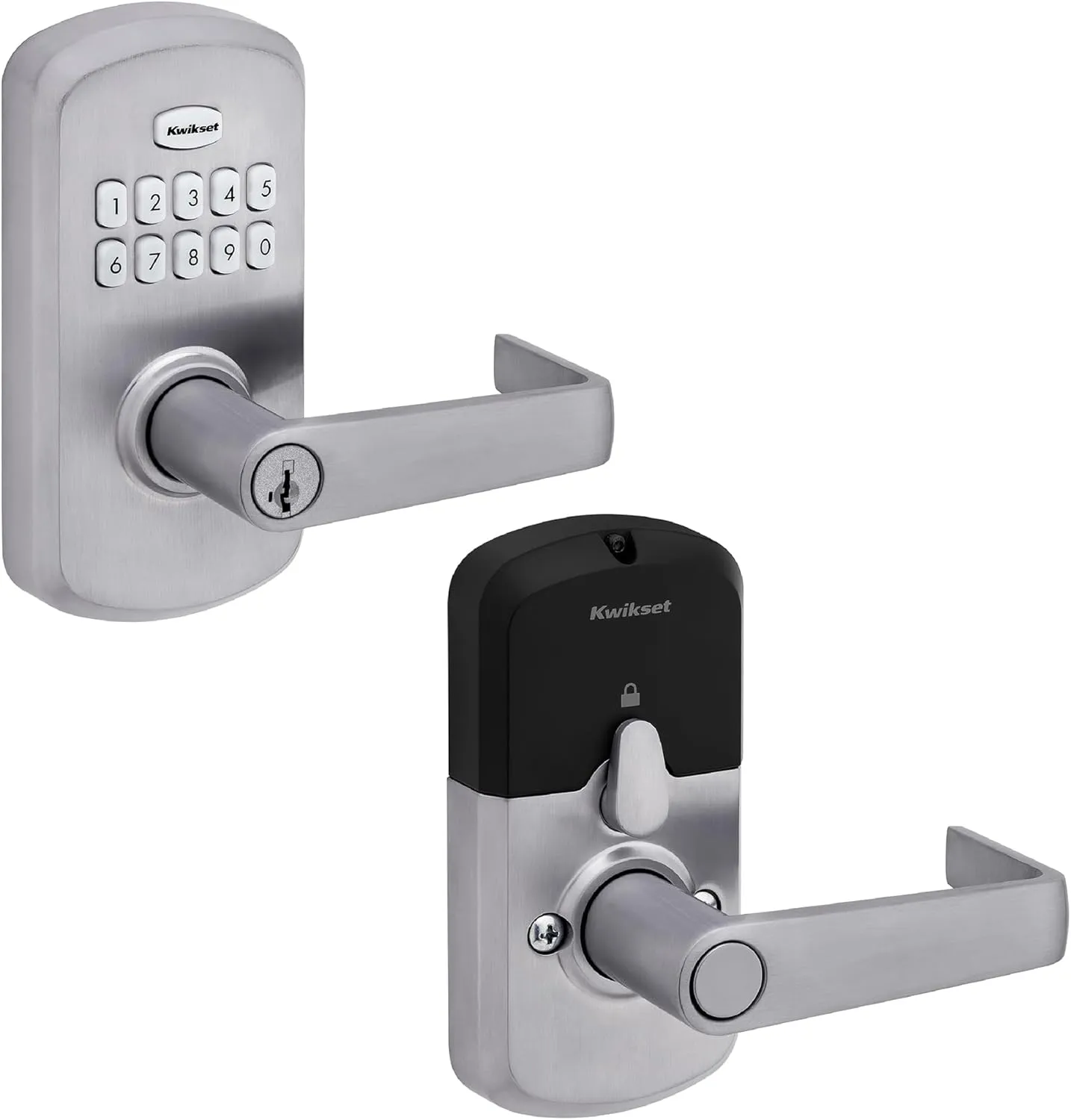 Kwikset SmartCode 955 Light Commercial 10-Button Keypad Satin Chrome Electronic Kingston Lever, Featuring Convenient Keyless Entry, 3-Year Battery Life and High Traffic Durability