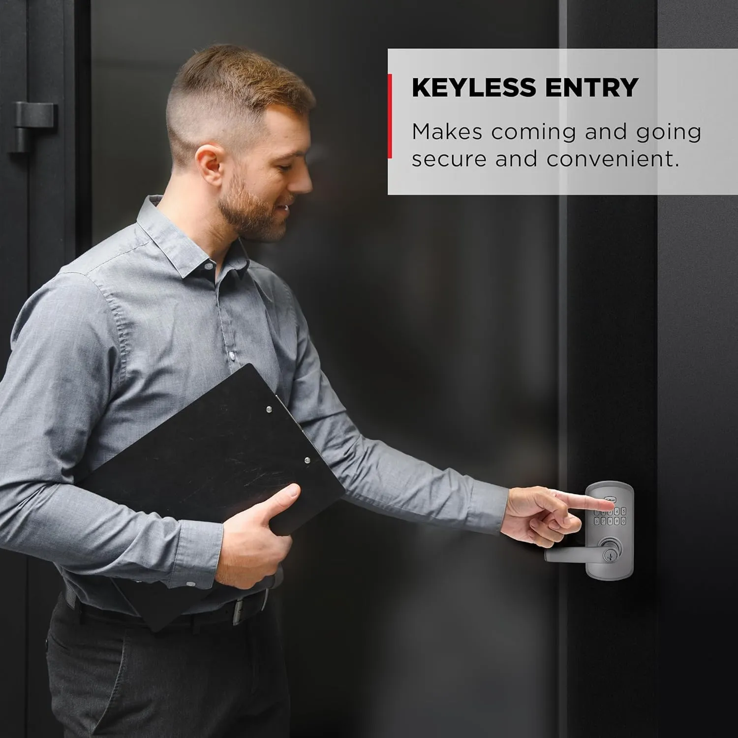 Kwikset SmartCode 955 Light Commercial 10-Button Keypad Satin Chrome Electronic Kingston Lever, Featuring Convenient Keyless Entry, 3-Year Battery Life and High Traffic Durability