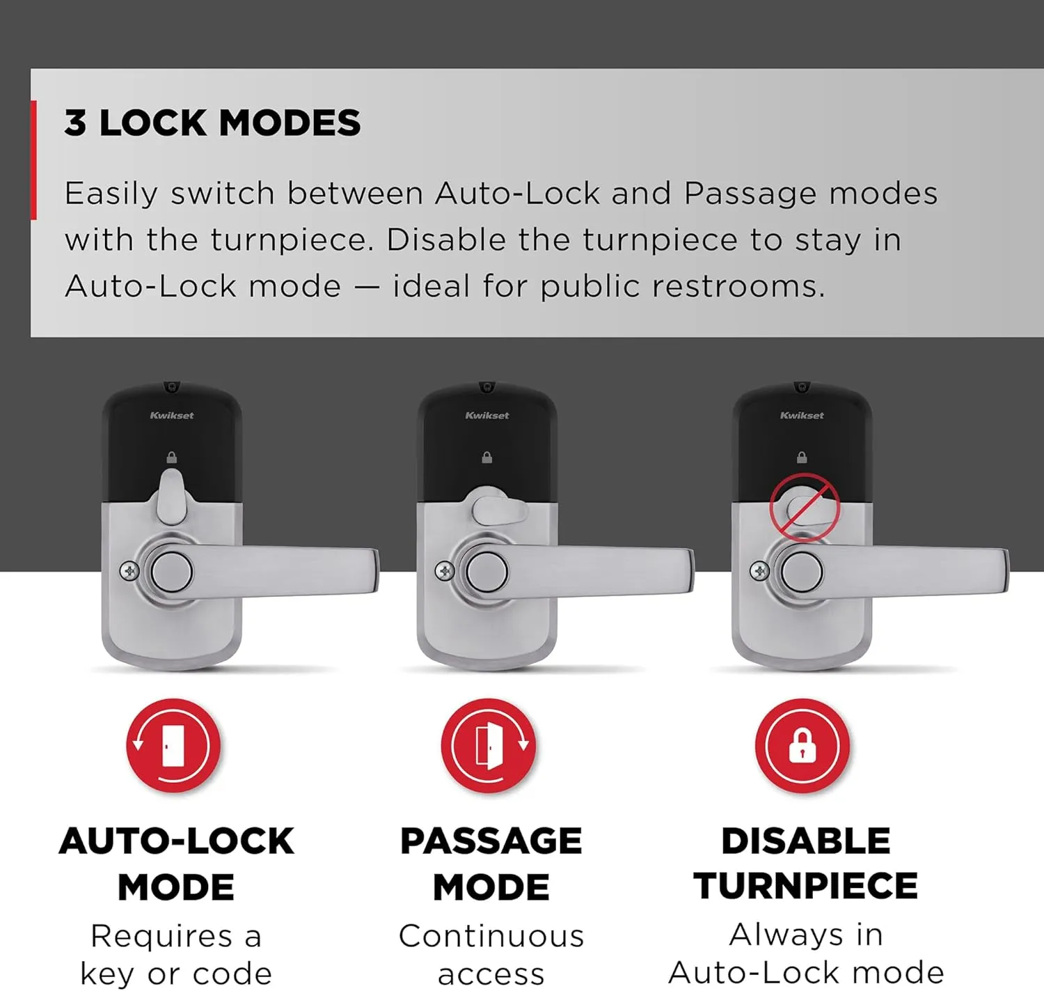 Kwikset SmartCode 955 Light Commercial 10-Button Keypad Satin Chrome Electronic Kingston Lever, Featuring Convenient Keyless Entry, 3-Year Battery Life and High Traffic Durability