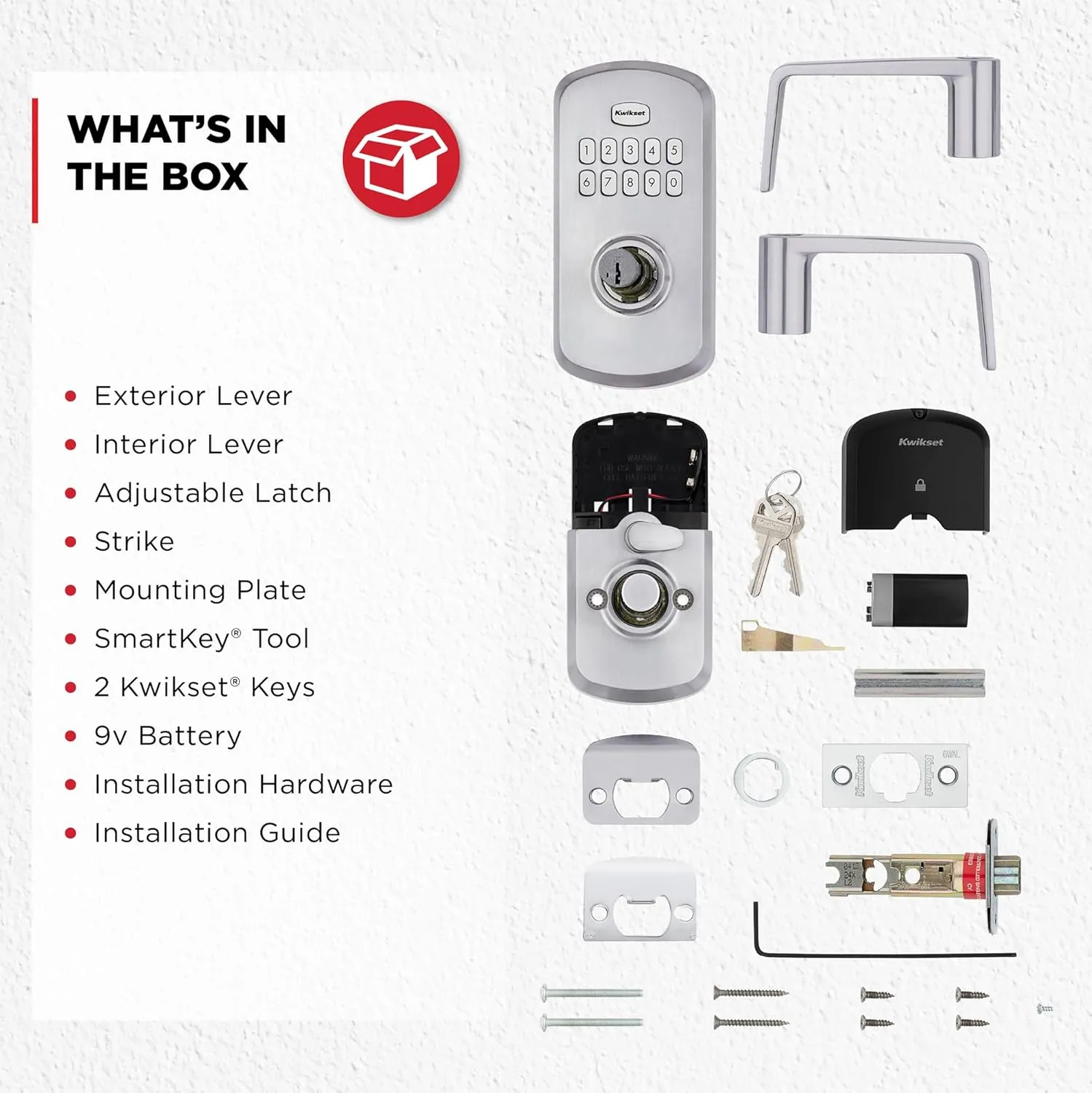 Kwikset SmartCode 955 Light Commercial 10-Button Keypad Satin Chrome Electronic Kingston Lever, Featuring Convenient Keyless Entry, 3-Year Battery Life and High Traffic Durability