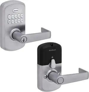 Kwikset SmartCode 955 Light Commercial 10-Button Keypad Satin Chrome Electronic Kingston Lever, Featuring Convenient Keyless Entry, 3-Year Battery Life and High Traffic Durability