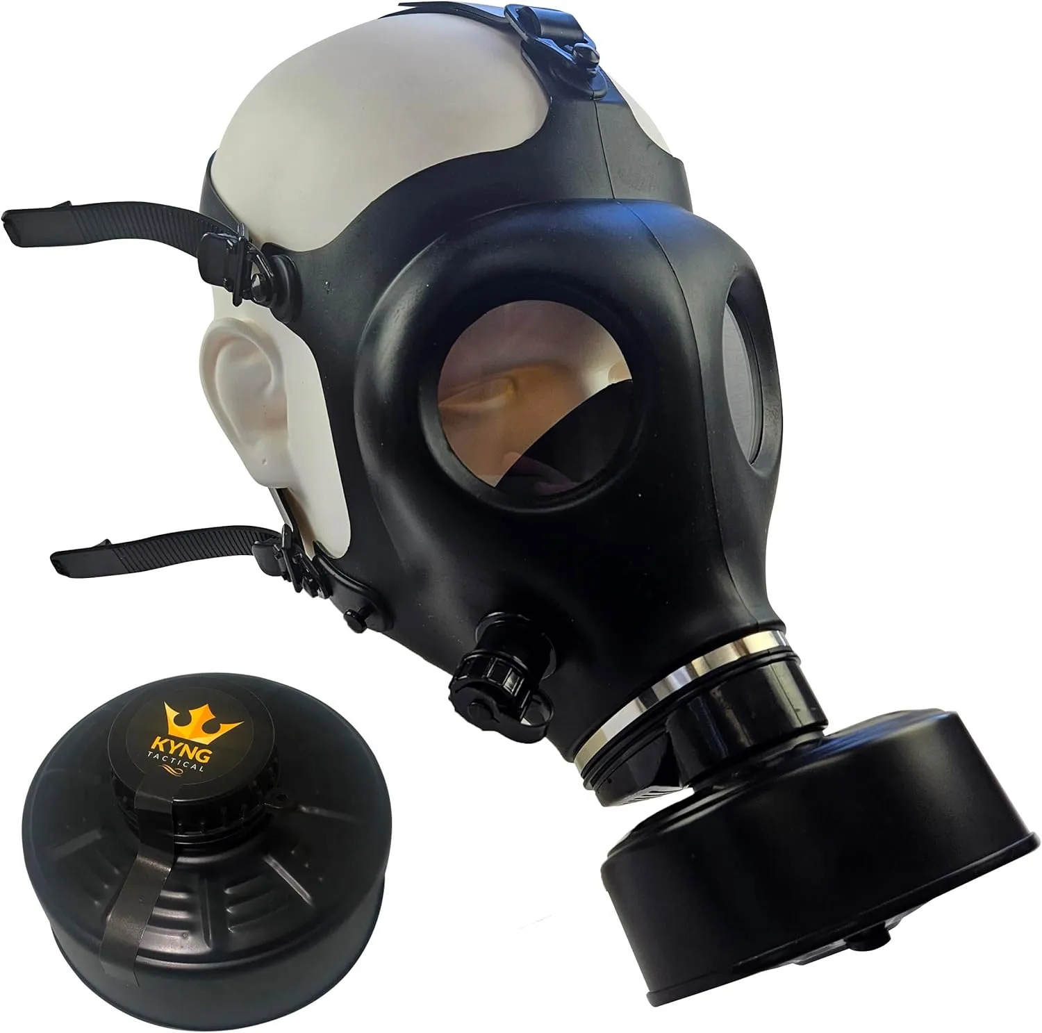 KYNG Israeli Rubber Respirator Style Mask Protection w/Premium Black KYNG 40mm Premium FILTER Canister For Industrial, Chemical Handling, Halloween, Painting, Welding, Prepping, Emergency Preparedness