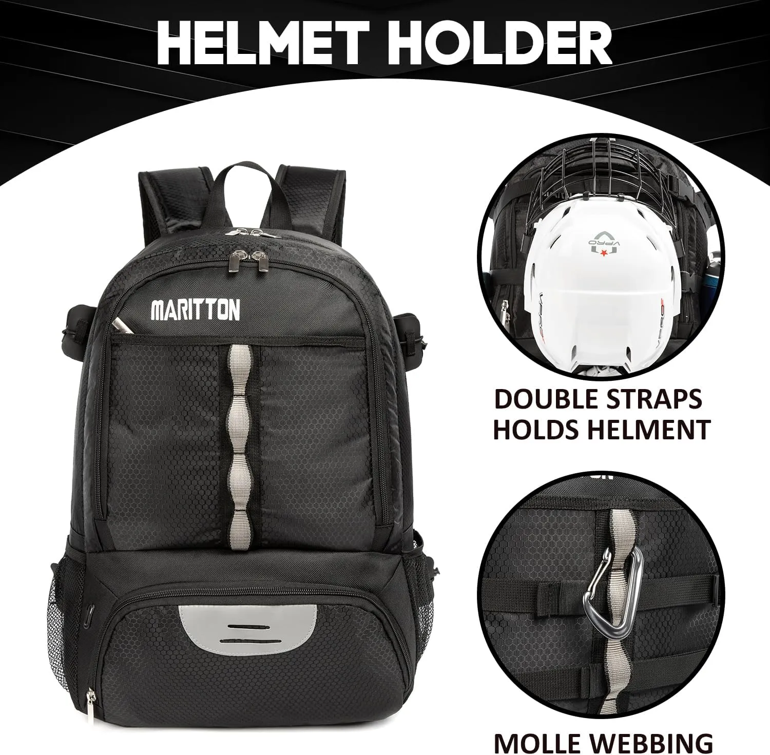 Lacrosse Bag Backpack Holds Lacrosse & Field Hockey Equipment - Two Stick Holders, Separate Cleats Shoe Compartment