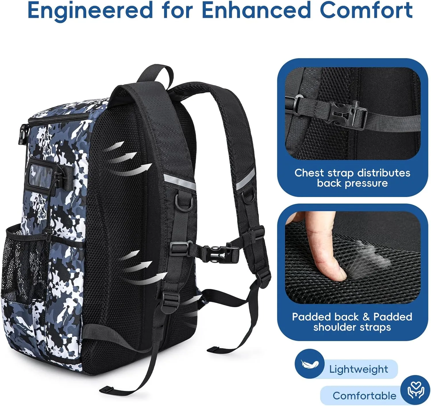 Lacrosse Bag for Kids and Youth, Lacrosse Backpack with Helmet Holder and Shoes Compartment, Waterproof Field Hockey Gears Bag for Boys & Girls