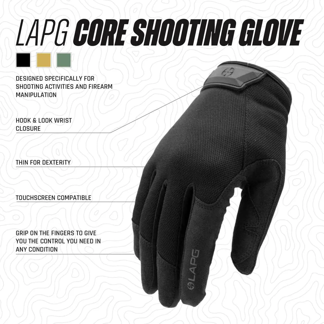 LAPG Men's Core Patrol Glove, Durable and Lightweight Tactical Work Gloves for Men, Enhanced Grip for Better Control