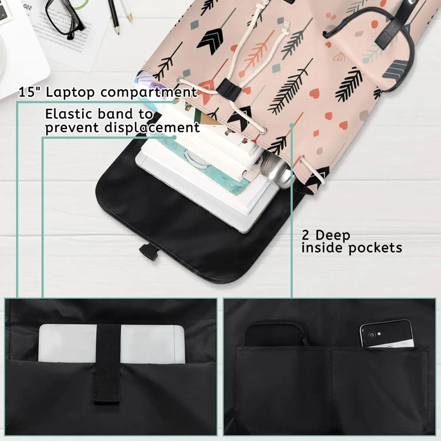 Laptop Backpacks Cute Arrow Travel Backpack for Women Work Backpack Computer Bag for Business Travel Fits 15 Inch Laptop