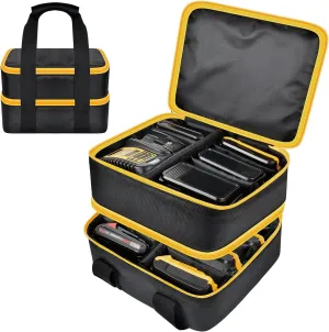 Large Battery Storage Bag for DEWALT/for Milwaukee 20v/ 18v/ 12v Battery &Charger, Tool Batteries Carrying Case Cover for 20V 60V 2.0/3.0/4.0/5.0/6.0/9.0-Ah Battery - Double Layer (Box Only)