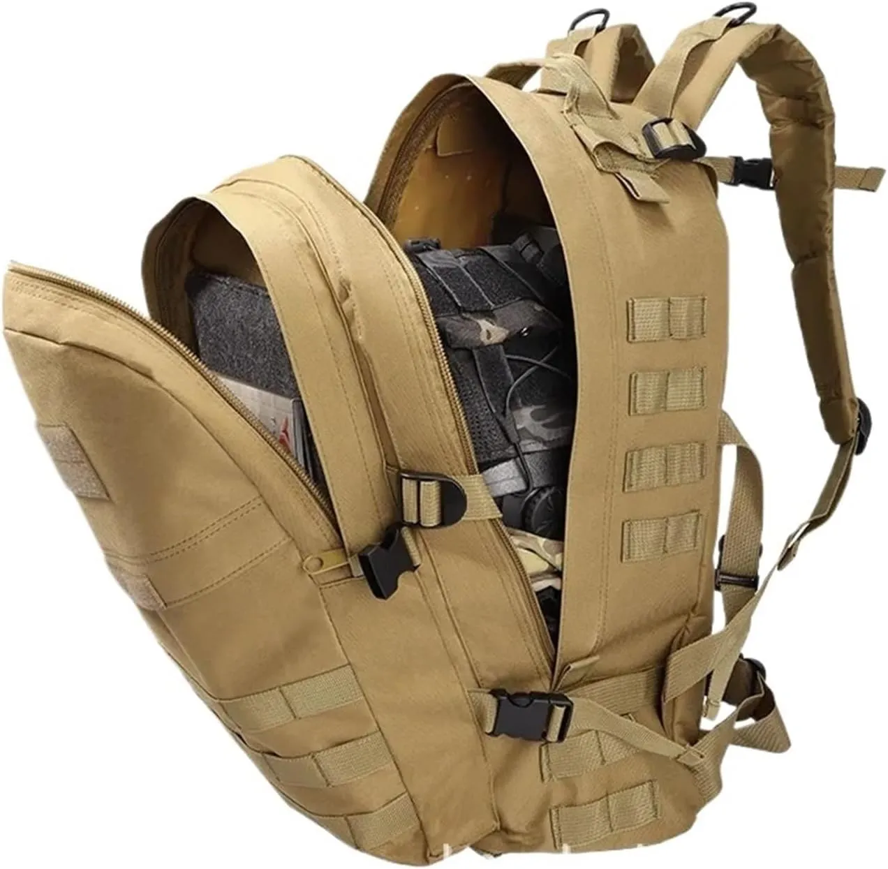 Large Capacity Camping Backpack Men's Outdoor Travel Bag Multifunctional Hiking Sports Shoulder Bags Male(Black)