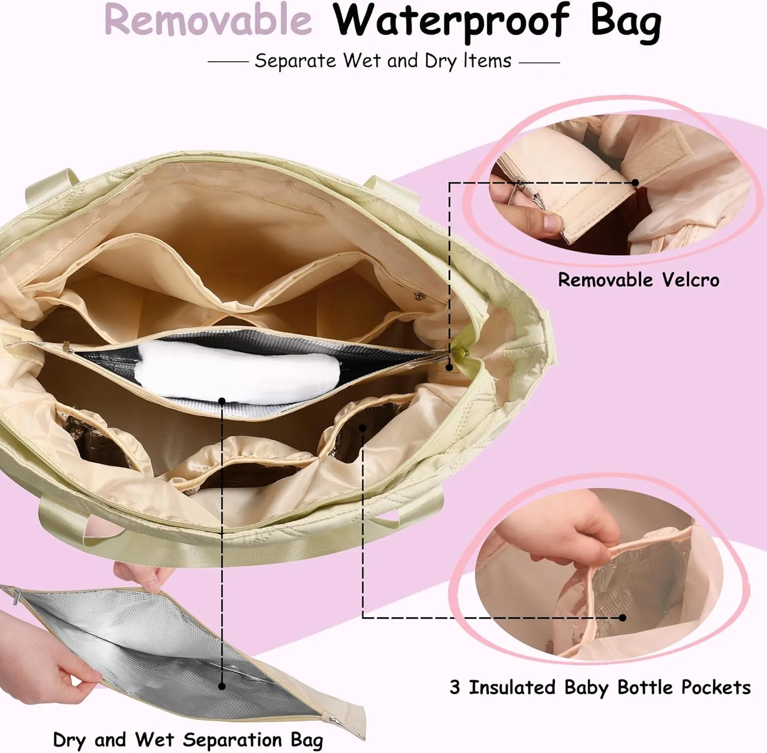 Large Crossbody Diaper Tote with Changing Pad, Mommy Storage Bag
