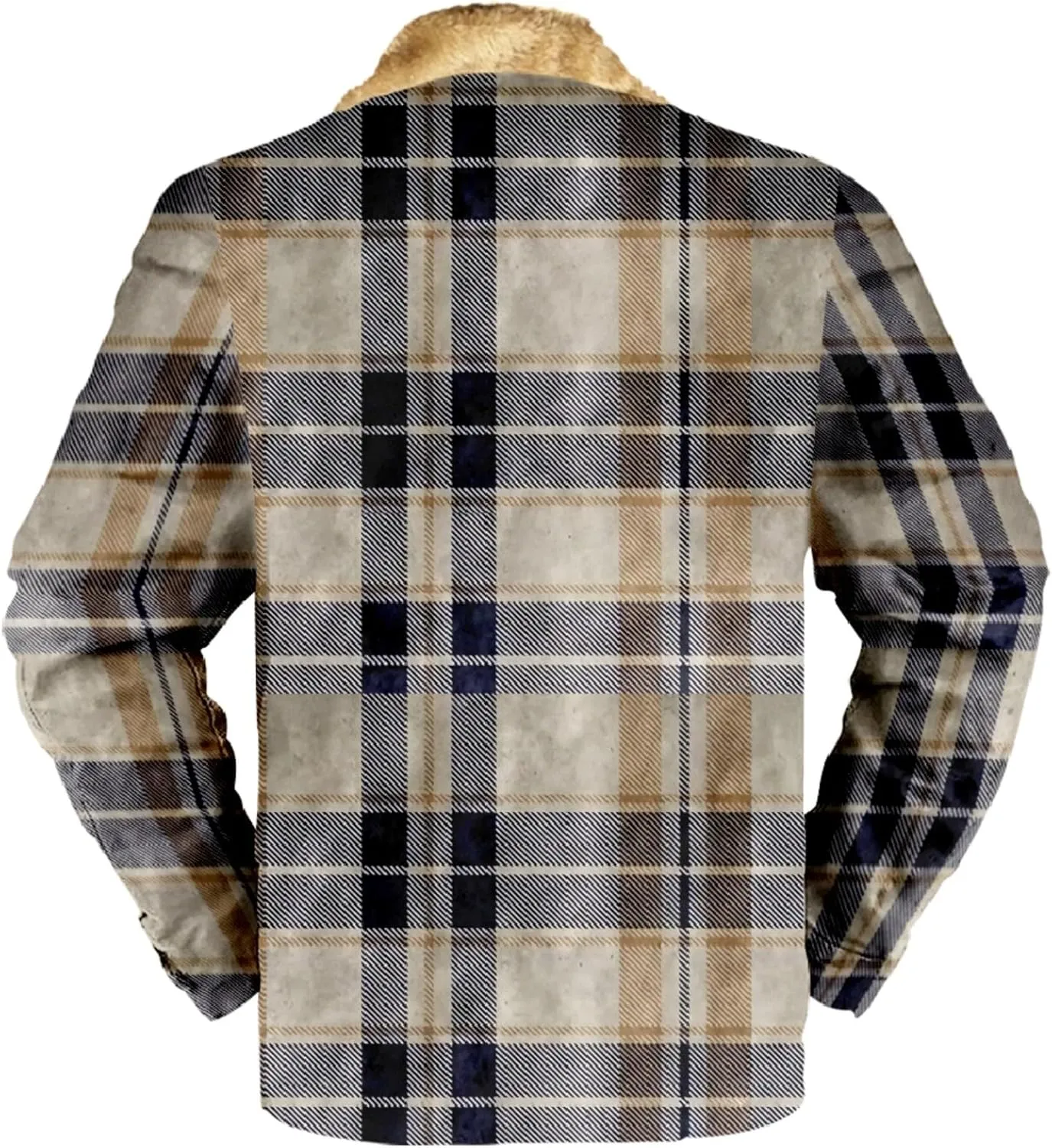 LCMTWX Men's Flannel Jackets Plaid Pocket Hooded Padded Loose Shirt Top Jacket Coats Lined Hooded Plaid Shirt Jacket Fleece