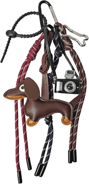 Leather Bag Charms Designer Dachshund Purse Charm Bow Camera Rope Keychains Y2k Backpack Handbag Accessories