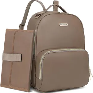 Leather Diaper Bag Backpack - Large Capacity Baby Essentials Travel Baby Bag with Changing Pad, Multi function Waterproof Baby Bag with Adjustable Shoulder Strap & Stroller Straps