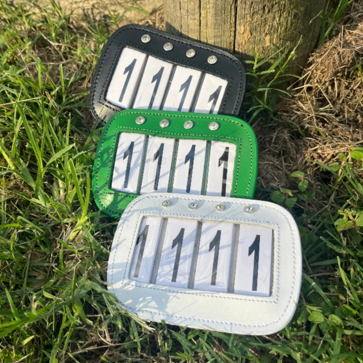 Leather Saddle Pad Number Holders - 4 number