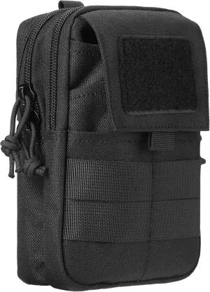 LefRight Multipurpose Tactical Molle Mobile Phone Belt Pouch EDC Gadget Slim Utility Waist Bag with Cellphone Holster Large Black