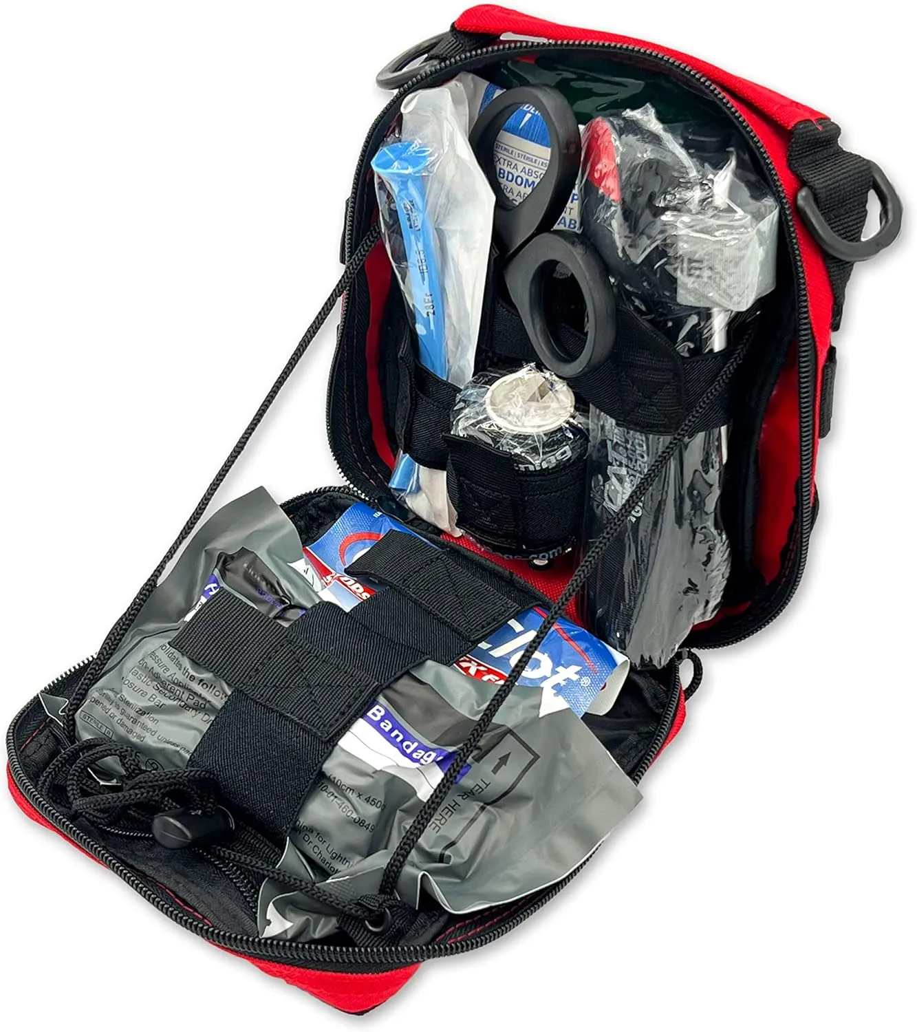 Lightning X Products Premium Nylon MOLLE Emergency Kit, Ideal for Tactical Medics, Military, Outdoor Enthusiasts (8" x 6.5" x 3")