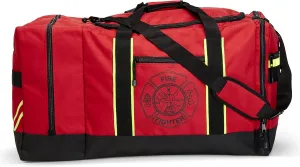 LINE2design Firefighter Turnout Gear Bag, First Responder Gear Bag with Helmet Compartment, Reflective Trim and Black Maltese Cross, Ripstop Water Resistant Outer Fabric with Shoulder Strap – Red
