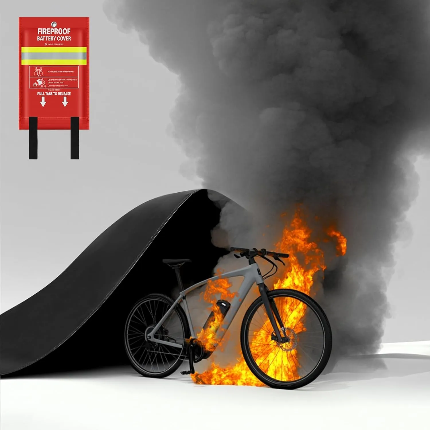 Lipo Battery Fireproof Cover Battery Safe Blanket for Ebike and Escooter Storage,Charging and Discharging, EV Fire Blanket for Lithium Battery (79x118 inch)
