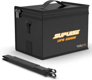 Lipo Battery Safe Bag Fireproof Explosionproof Large Capacity Bag for Charging Battery and Storage Guard Pouch Double Zipper Detachable Adjustable Shoulder Strap