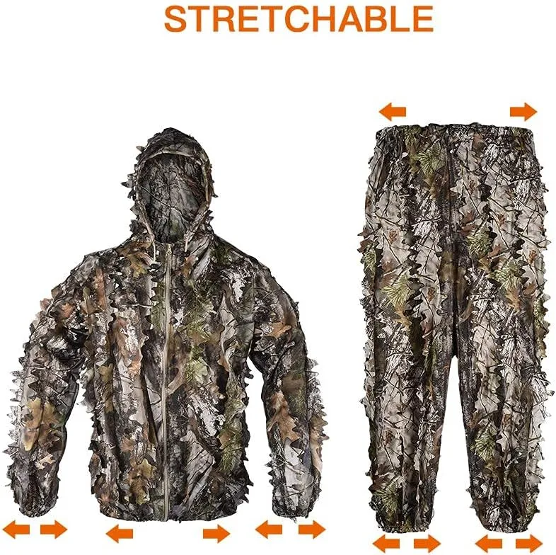 LOOGU Hunting Ghillie Suit, 3D Leafy Camo Suit Military and Shooting Accessories Tactical Gear Clothing