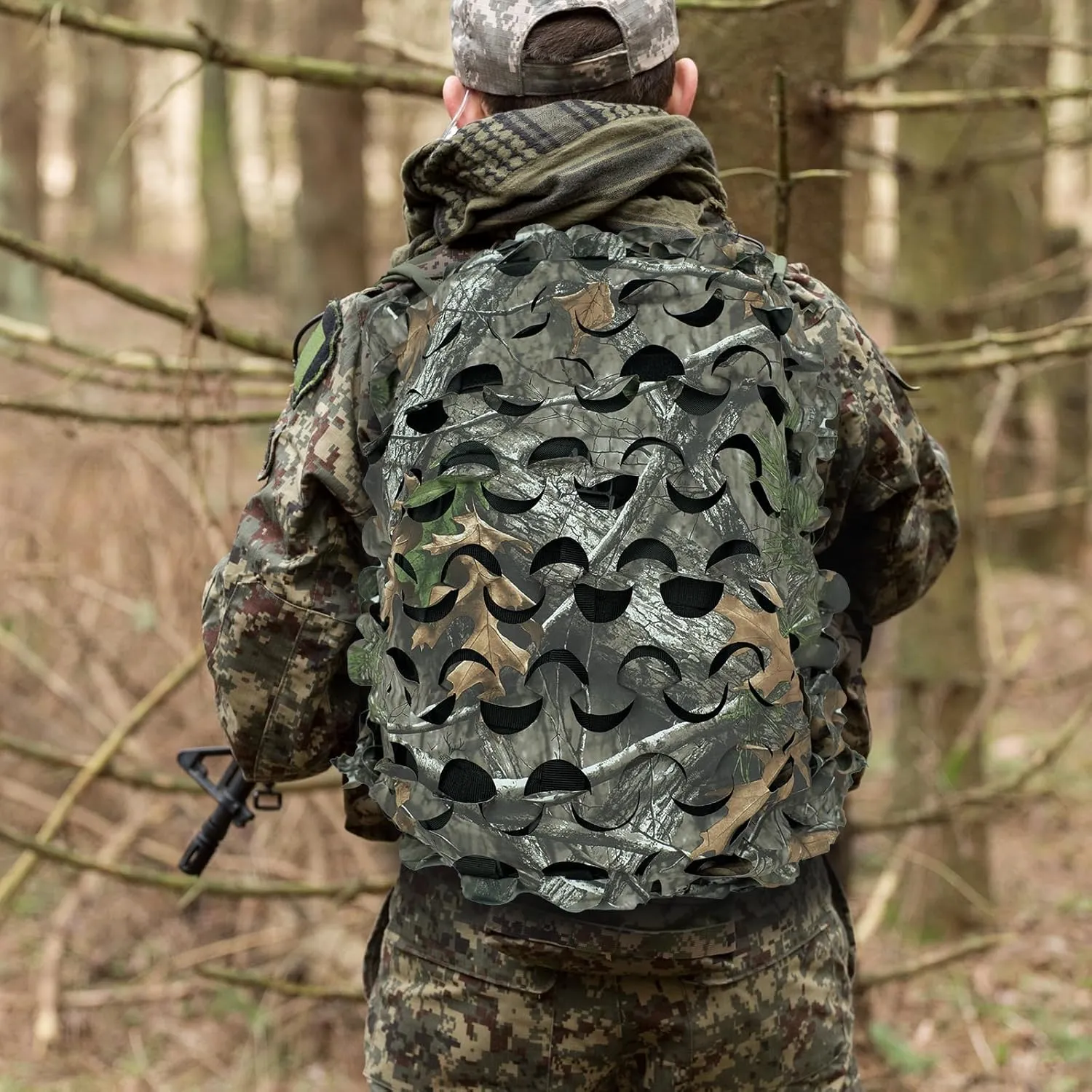 LOOGU Tactical Backpack Cover, Breathable Mesh Camo Camouflage Pack Cover Great for Tactical Military Gear Combat (Backpack Not Included)