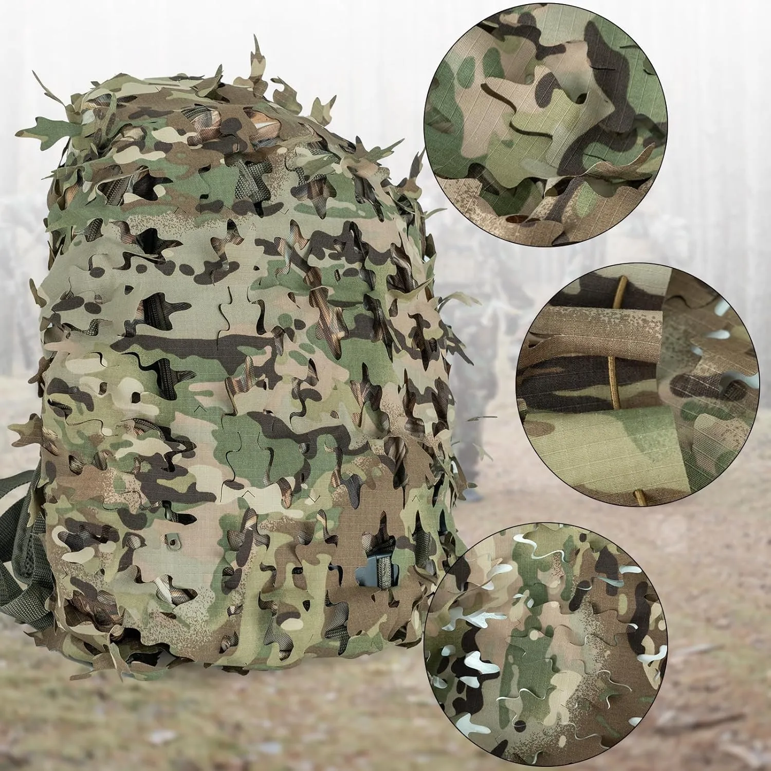 LOOGU Tactical Backpack Cover, Breathable Mesh Camo Camouflage Pack Cover Great for Tactical Military Gear Combat (Backpack Not Included)