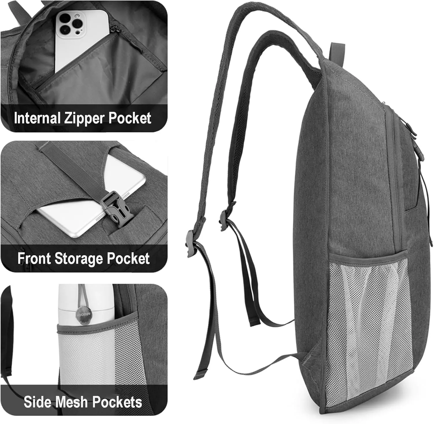 Loowoko Hiking Backpack, 20L Packable Backpacks for Travel Hiking Camping Daypack, Foldable Lightweight Shoulder Bag (Black)