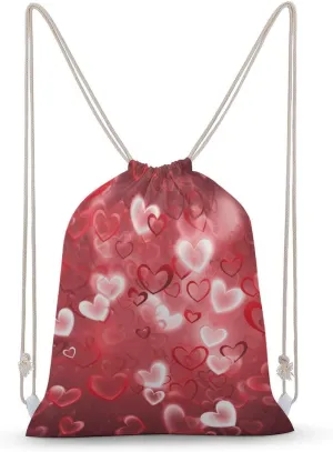 Love Heart Drawstring Backpack for Women Men Drawstring Bag for Travel Swimming Sports Gym Bag