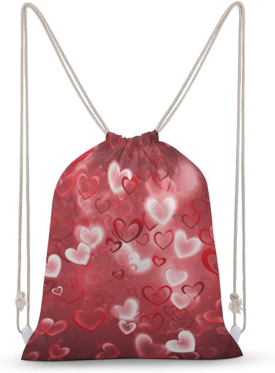 Love Heart Drawstring Backpack for Women Men Drawstring Bag for Travel Swimming Sports Gym Bag