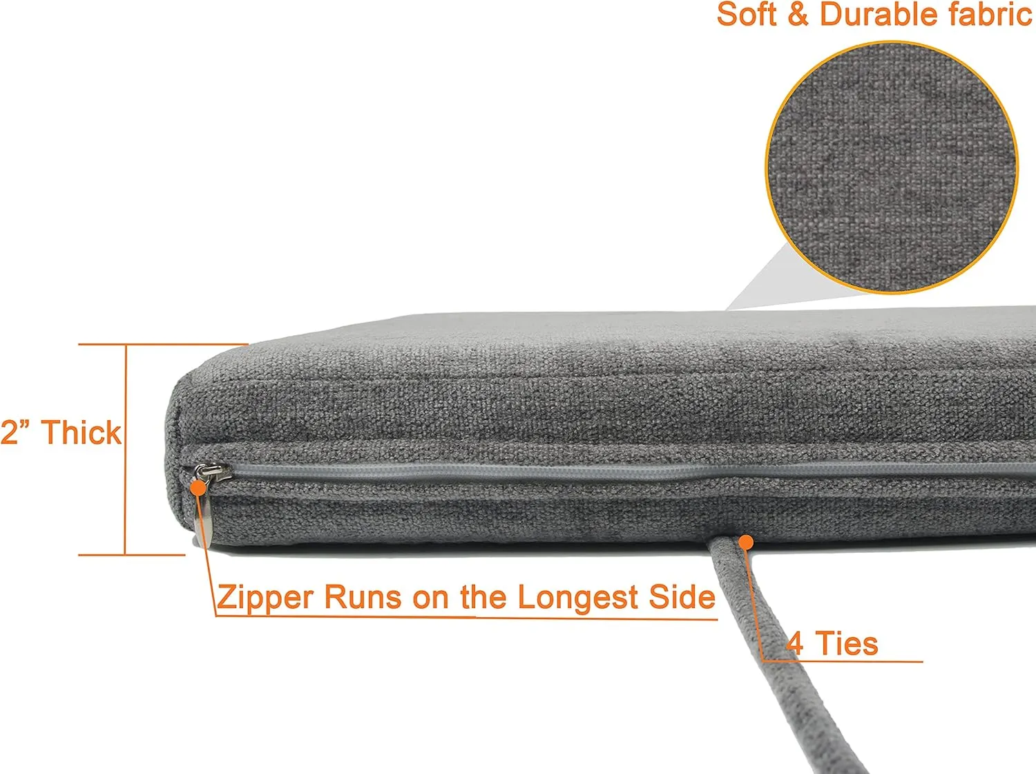 Loveboat Washable Bench Cushion, Non-Slip Bench Pad for Shoe Storage, Window, Piano, Dining 34"x14"x2" Milky White