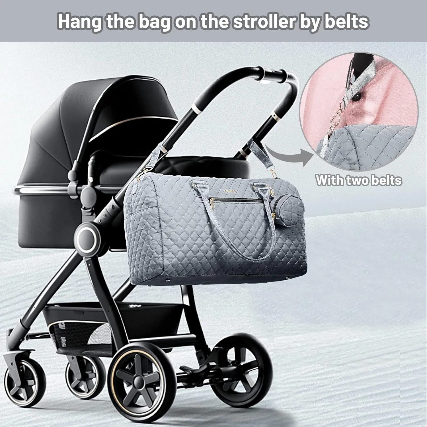 LOVEVOOK Diaper Bag Tote with Pacifier Case and Changing Pad, Large Capacity Mommy Bag for Hospital and Weekender Travel, Functional Baby Bag Newborn Baby Essential, Grey