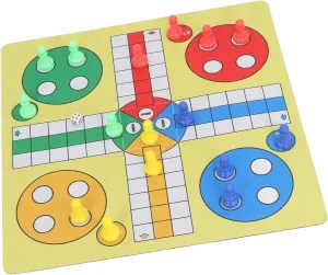 Ludo Chess Set, Folding Roll Up Board Game Pad Flying Chess Ludo Chess Set with 16 Chess Pieces 1 Dice Family Ludo Learning Game for Kids Adults