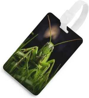 Luggage Tags Grasshopper on Grass Printed Luggage Tags for Suitcases Travel Baggage Bag Tags Funny Luggage Tag