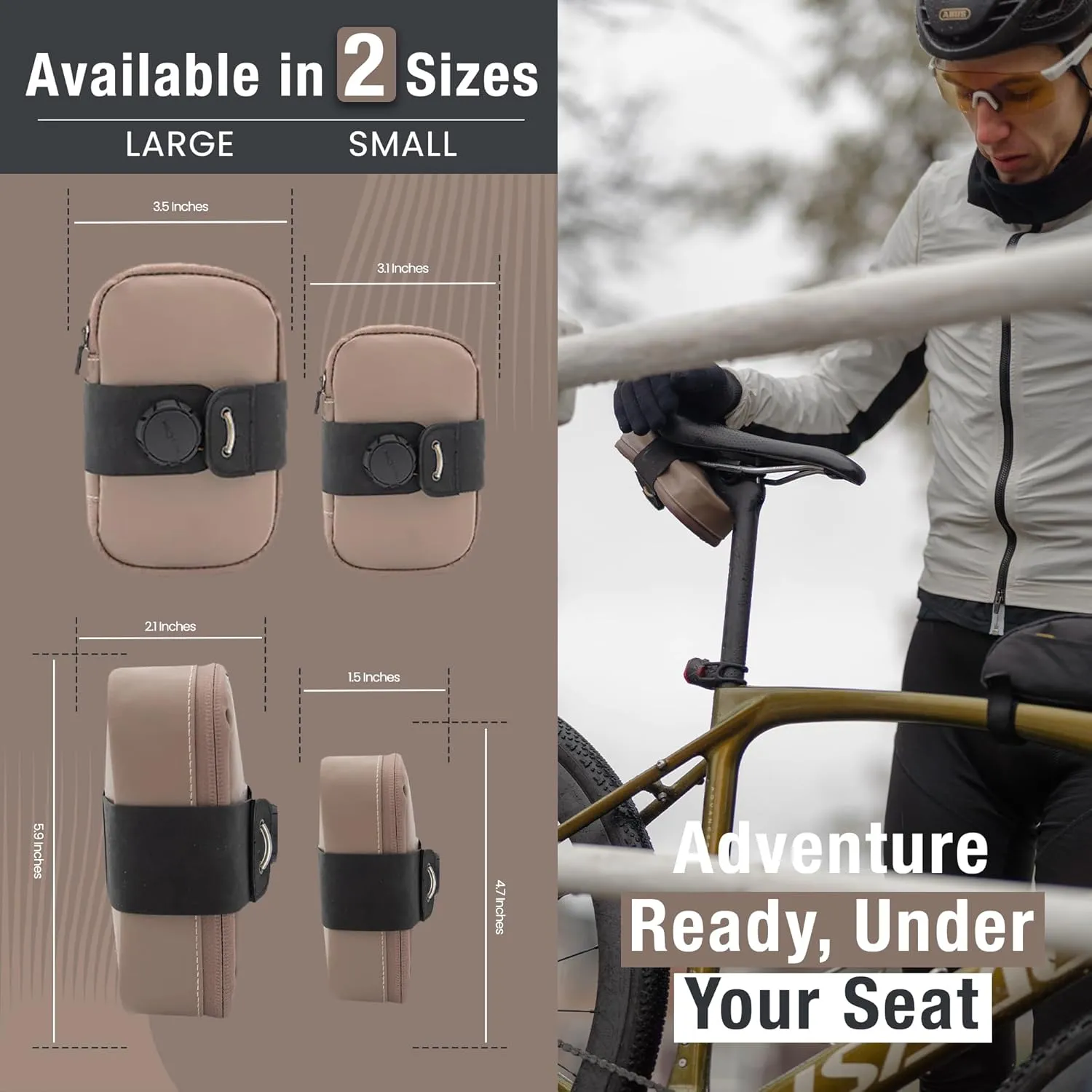 Lumiere & Co. Bike Seat Bag, Road Bike Bag, Small Bike Seat bags, Cycling Seat bag, Bike Under Seat Bag, Seat Bicycle bag, Bike Bag Under seat, Cycling Saddle Bag (Cream, Small)