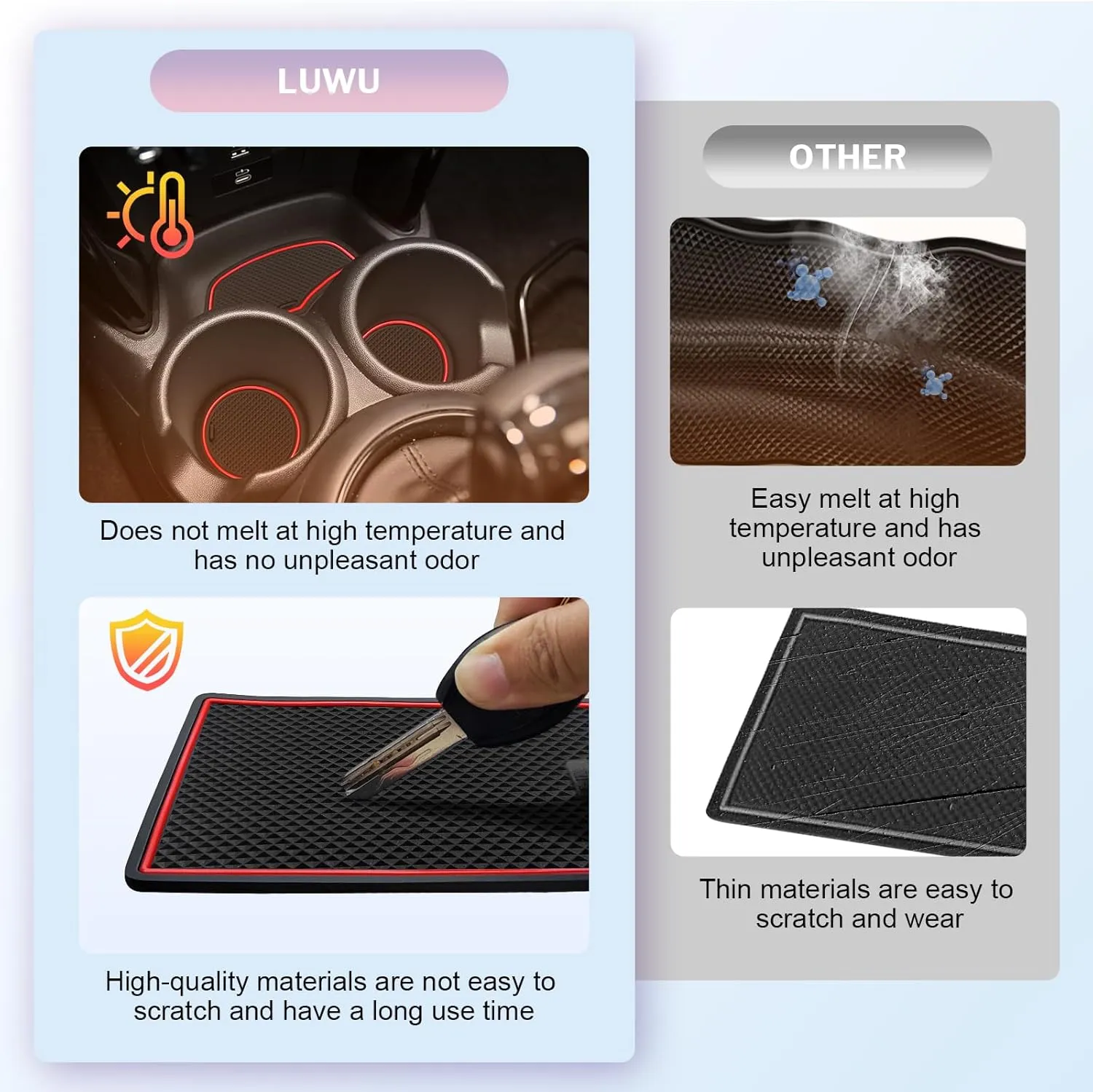 LUWU for 2023 2024 Mini Cooper F56 Liners Mats 2015-2024 Mini Cooper F56 Cup Holder Inserts Mat Mini Cooper Door Slot Mats Console Liner Trim Mats 2023 2024 Mini Cooper Accessories 9PCS, Red