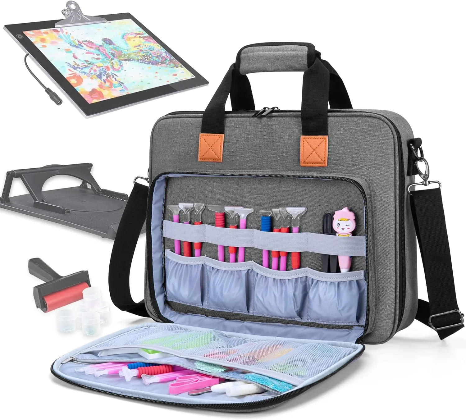 LUXJA Carrying Bag for A4 Light Pad and Diamond Painting Tools, Protective Case for Diamond Painting Light Box and Accessories (Fits for A4 Light Pad), Gray (Bag Only)