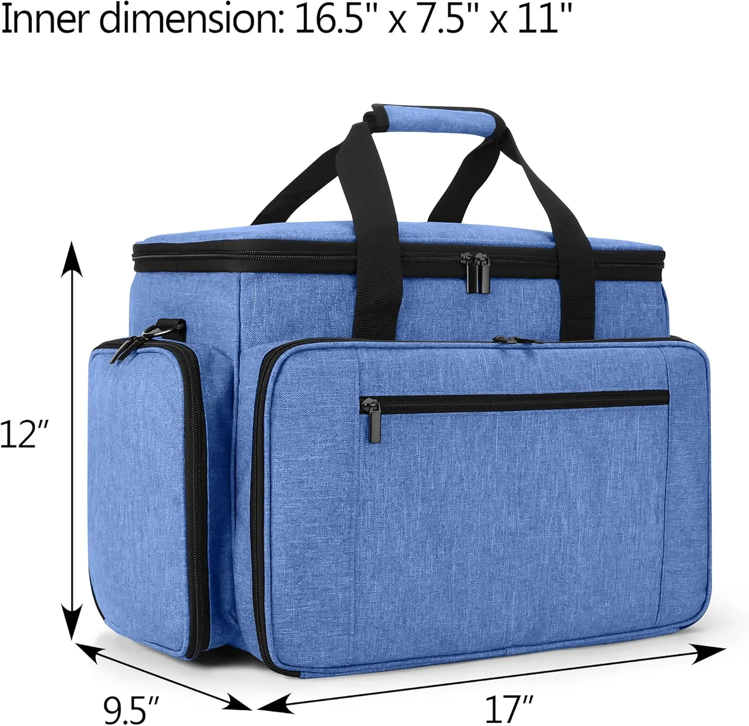 LUXJA Sewing Machine Carrying Bag with Removable Padding Pad, Travel Case for Sewing Machine and Accessories (Fit for Most Standard Sewing Machines), Blue (Bag Only)