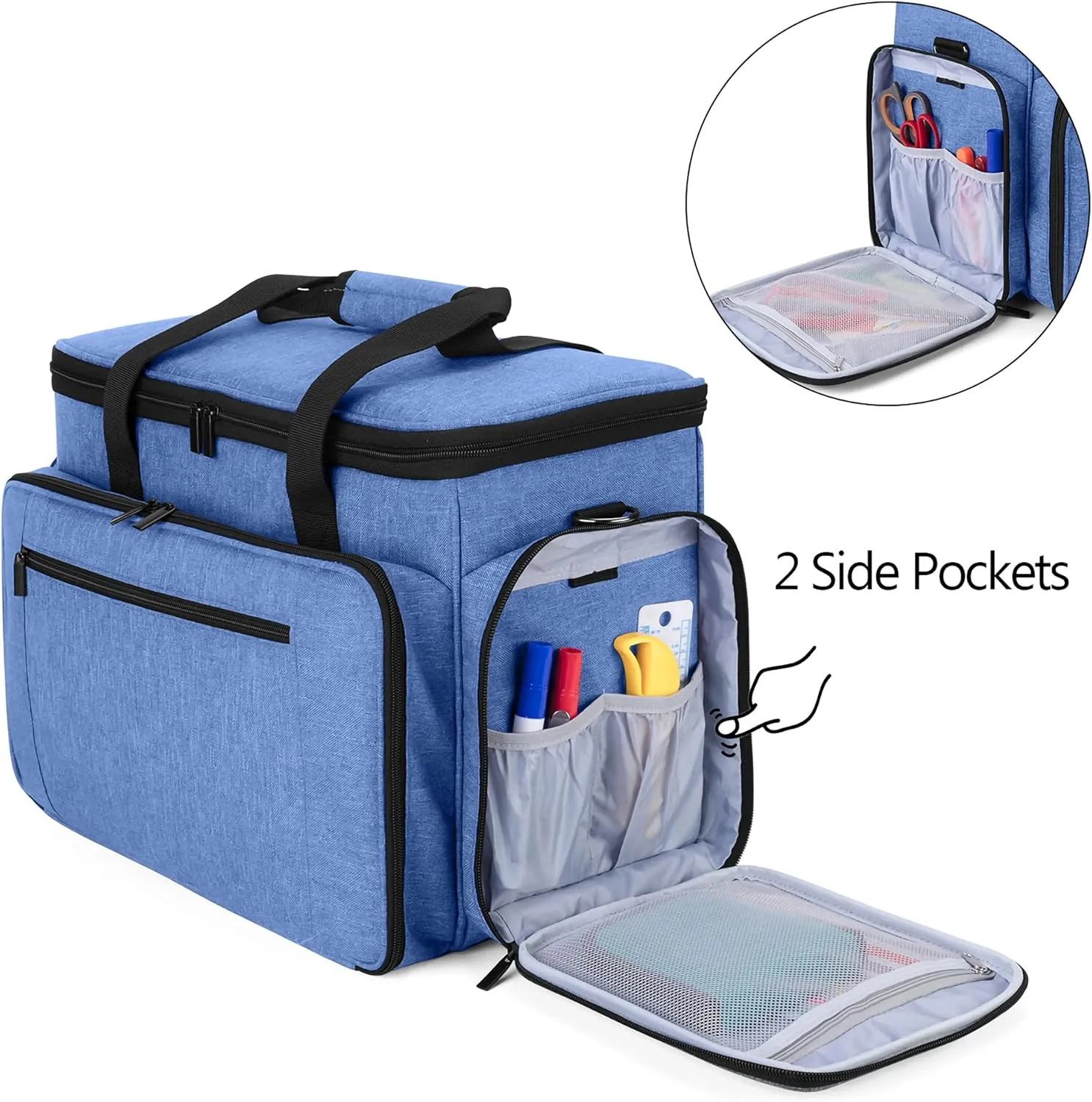 LUXJA Sewing Machine Carrying Bag with Removable Padding Pad, Travel Case for Sewing Machine and Accessories (Fit for Most Standard Sewing Machines), Blue (Bag Only)
