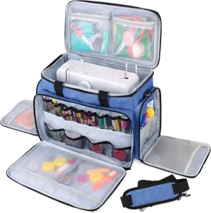 LUXJA Sewing Machine Carrying Bag with Removable Padding Pad, Travel Case for Sewing Machine and Accessories (Fit for Most Standard Sewing Machines), Blue (Bag Only)