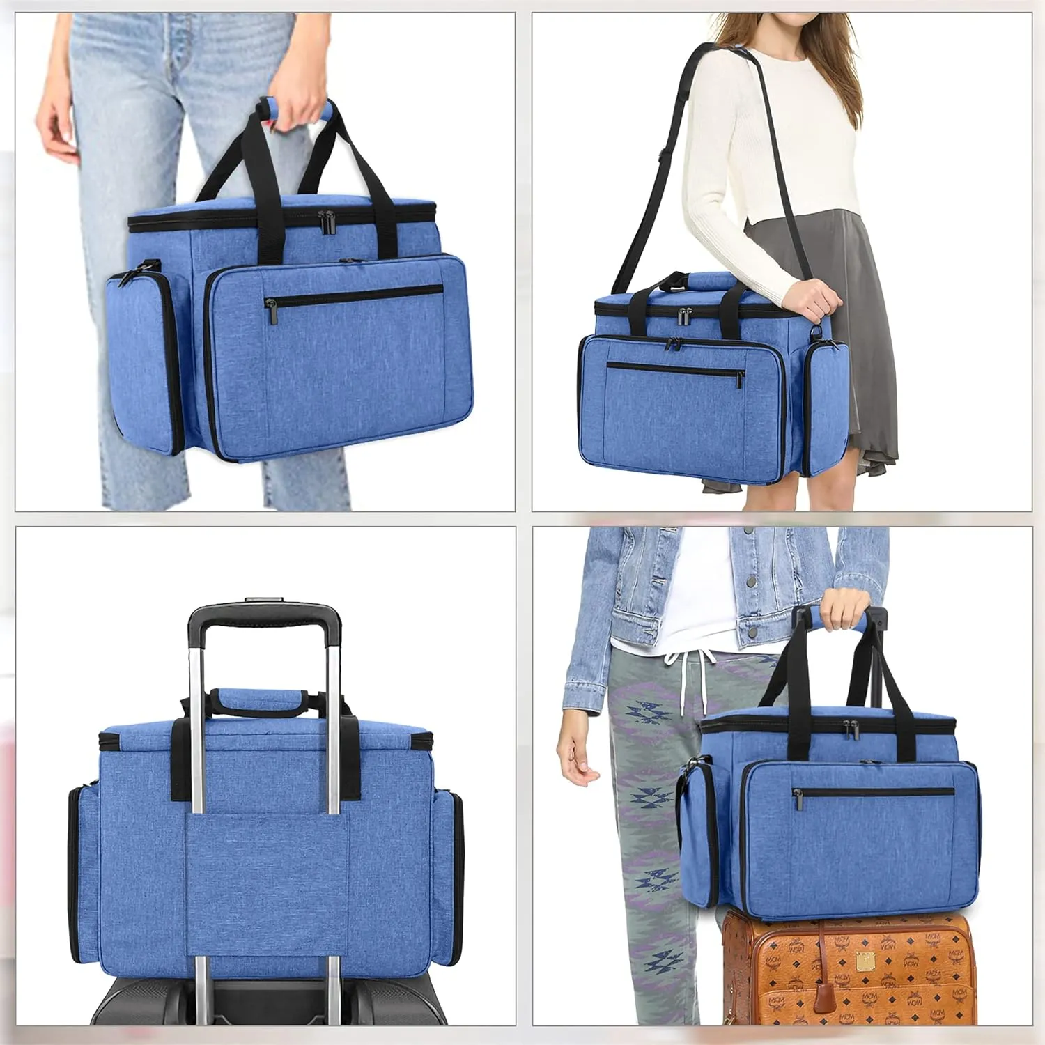 LUXJA Sewing Machine Carrying Bag with Removable Padding Pad, Travel Case for Sewing Machine and Accessories (Fit for Most Standard Sewing Machines), Blue (Bag Only)