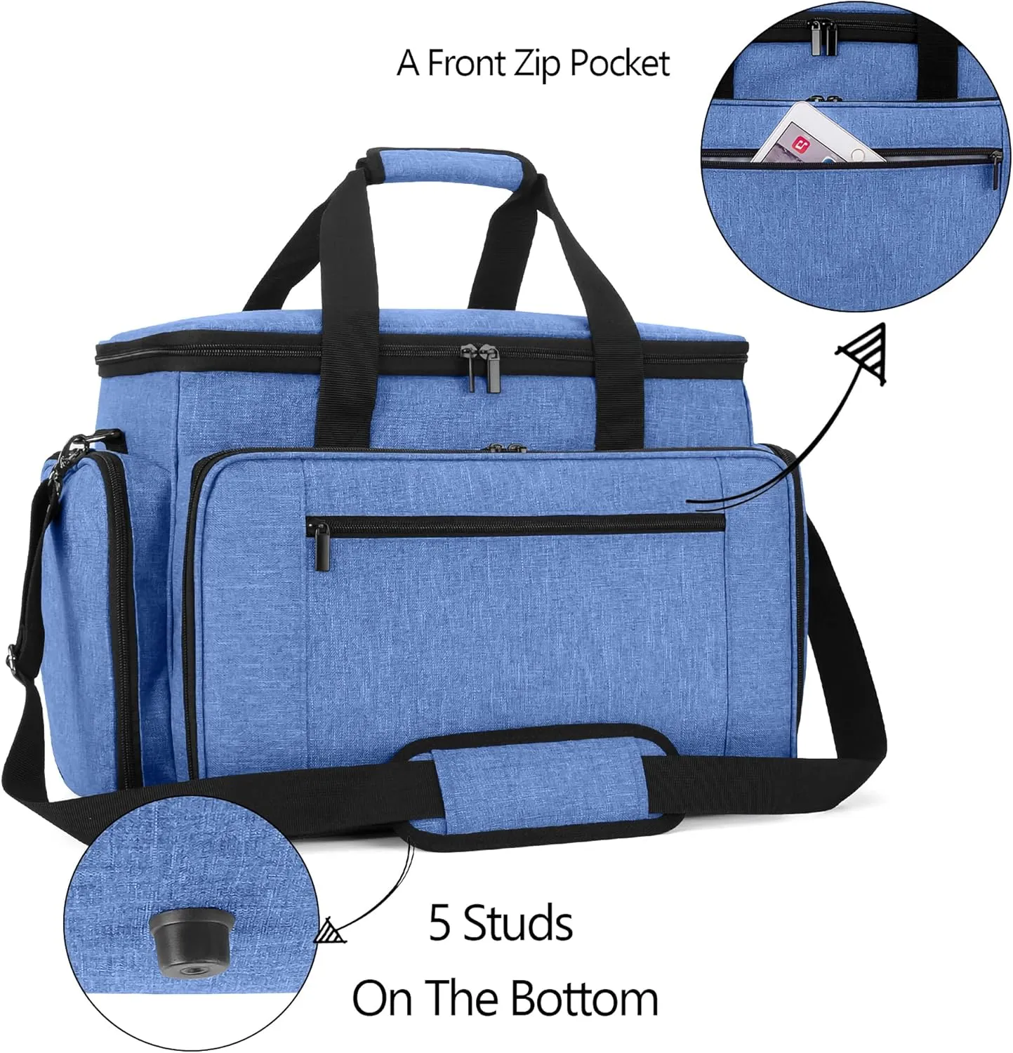 LUXJA Sewing Machine Carrying Bag with Removable Padding Pad, Travel Case for Sewing Machine and Accessories (Fit for Most Standard Sewing Machines), Blue (Bag Only)
