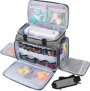 LUXJA Sewing Machine Case with Removable Padding Pad, Travel Case for Sewing Machine and Accessories (Fit for Most Standard Sewing Machines), Gray (Bag Only)