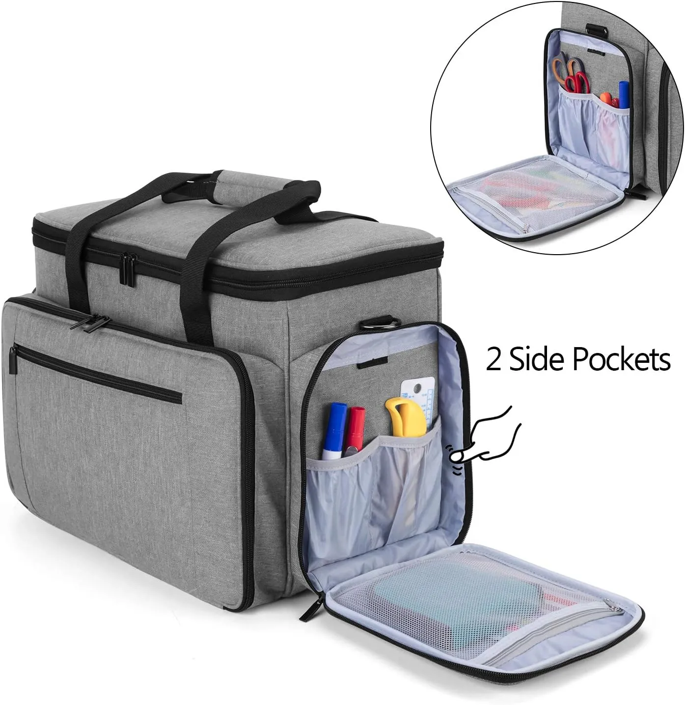 LUXJA Sewing Machine Case with Removable Padding Pad, Travel Case for Sewing Machine and Accessories (Fit for Most Standard Sewing Machines), Gray (Bag Only)
