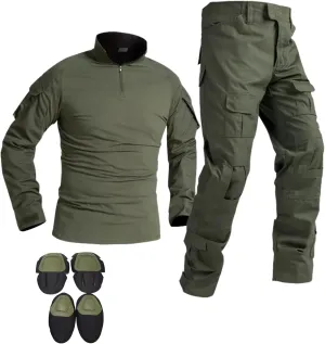 M MCGUIRE GEAR FROG Tactical Uniform, Combat Shirt, and Pants, Detachable Knee & Elbow Pads, Airsoft Clothes, Paintball Gear