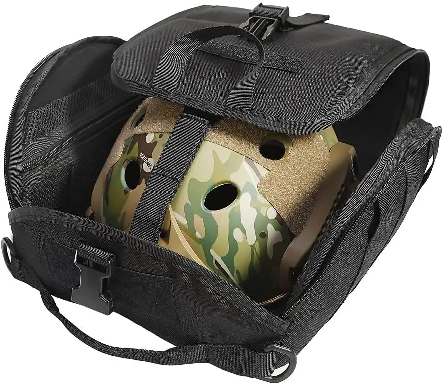 M MCGUIRE GEAR Tactical MOLLE Clamshell Helmet Bag, Padded and Fleece Lined Storage Case for Airsoft MilSim Motorcycle and Bike Helmets, MOLLE Compatible