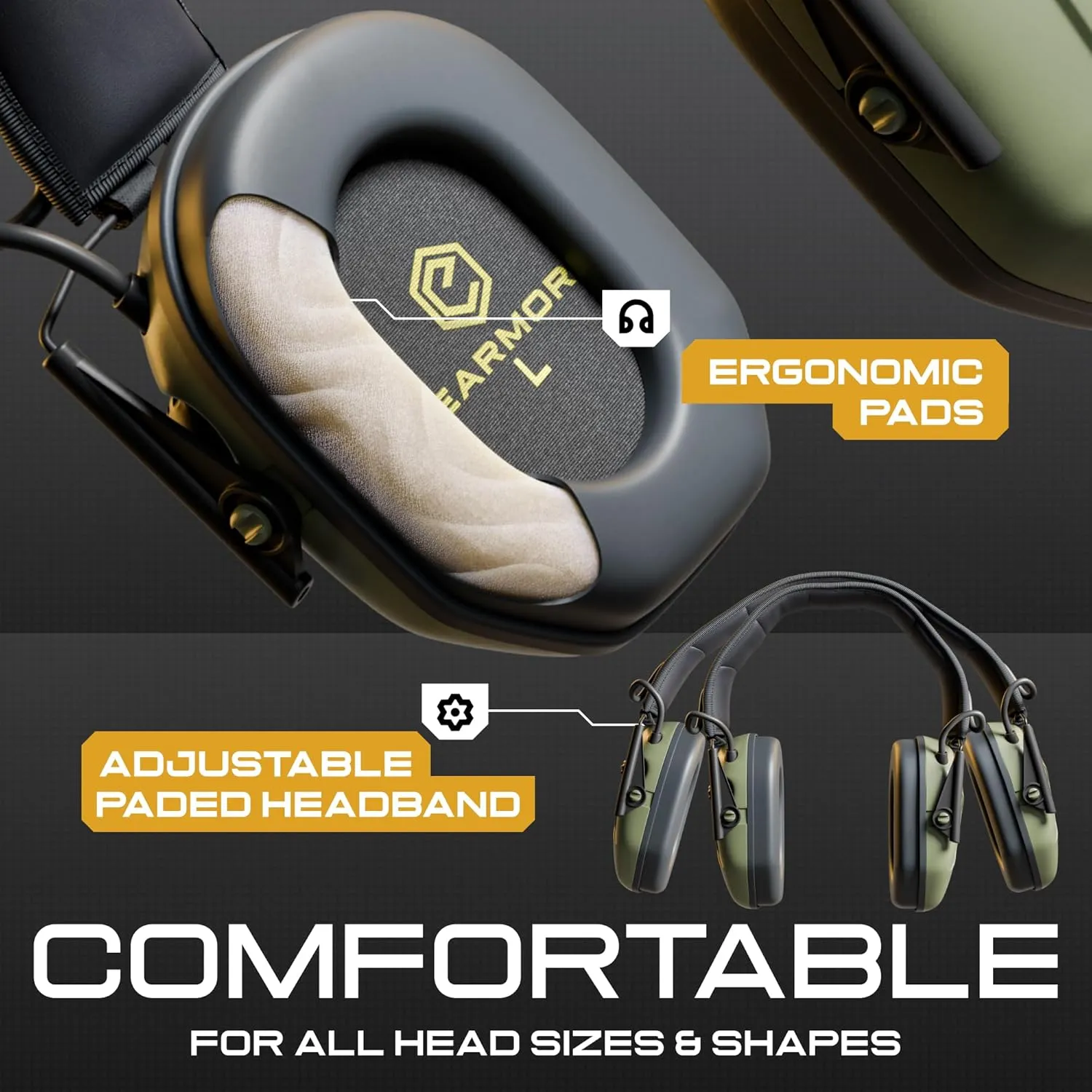 M300T Electronic Hearing Protection with Bluetooth Shooting Earmuffs Noise Reduction