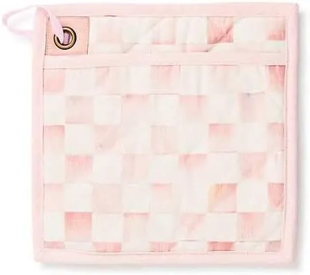 MACKENZIE-CHILDS Bistro Pot Holder, Decorative Hot Pad for Kitchen, Cute Kitchen Accessory, Pink-and-White Rosy Check