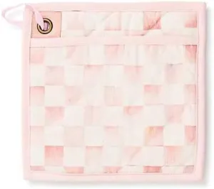 MACKENZIE-CHILDS Bistro Pot Holder, Decorative Hot Pad for Kitchen, Cute Kitchen Accessory, Pink-and-White Rosy Check