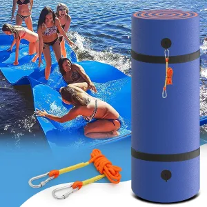 MADOG 9 x 6 Ft Outdoor Floating Water Mat for Adult Beach Lake Ocean Swimming Pool Large Size 3 Layer Tear Resistant XPE Foam Giant Swim Tanning Float Island Pad Raft Recreation Hammock Lounger Blue